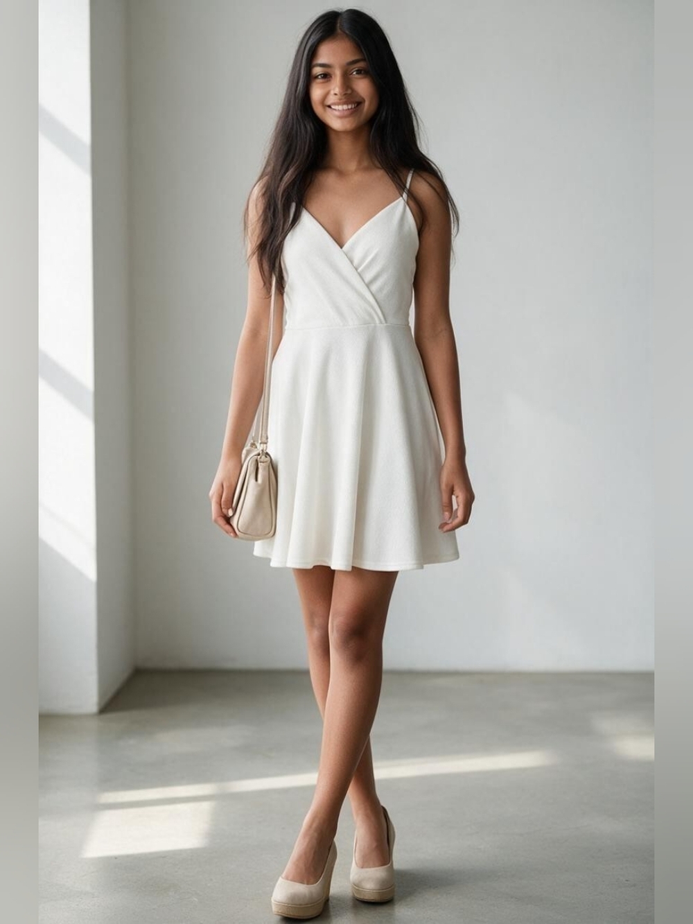 White Mini Dress Size -Medium Like New
